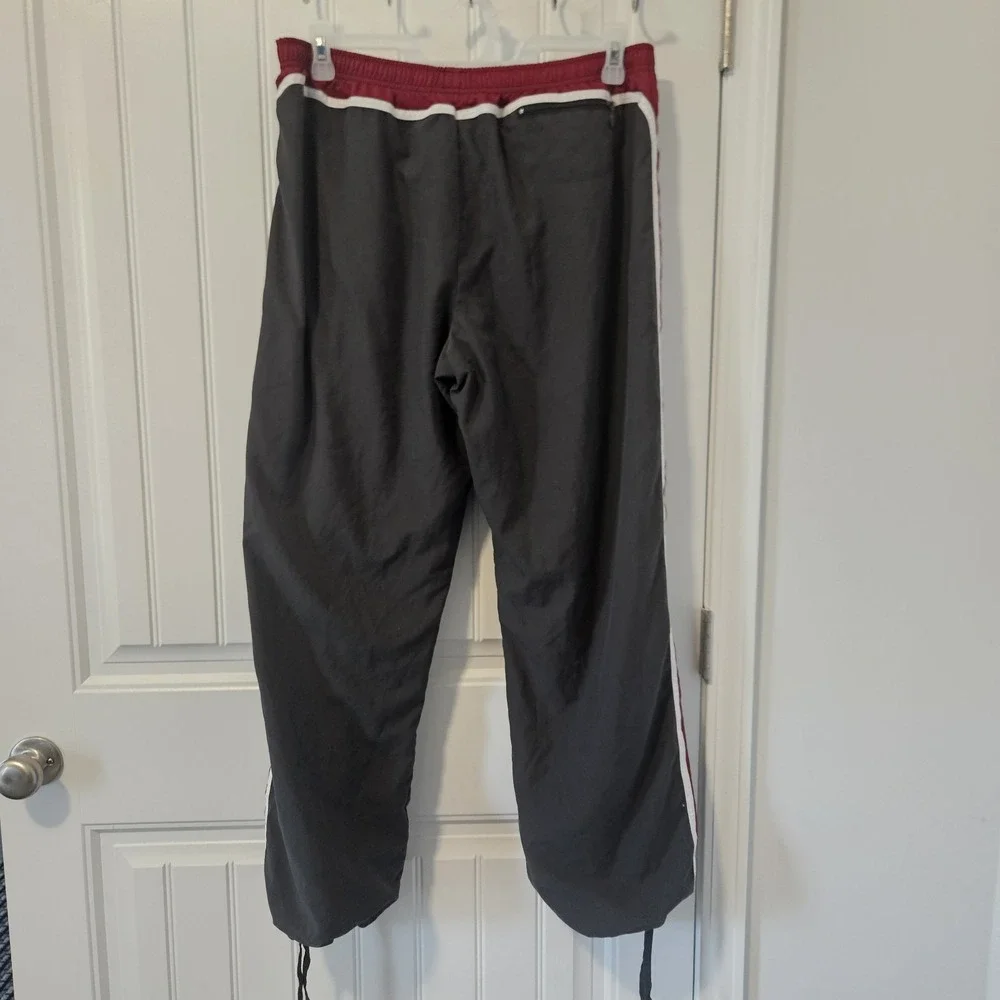Y2K Nike Charcoal Grey With Burgundy White Stripes And Lining Joggers Tracksuits